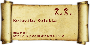 Kolovits Koletta névjegykártya